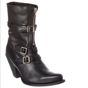 NWT Celine Black Genuine Leather Midcalf Moto Boots